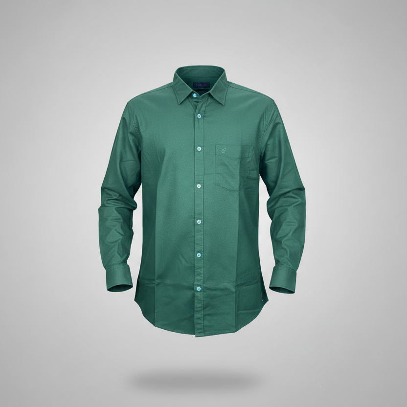 Green shirt on a gray background