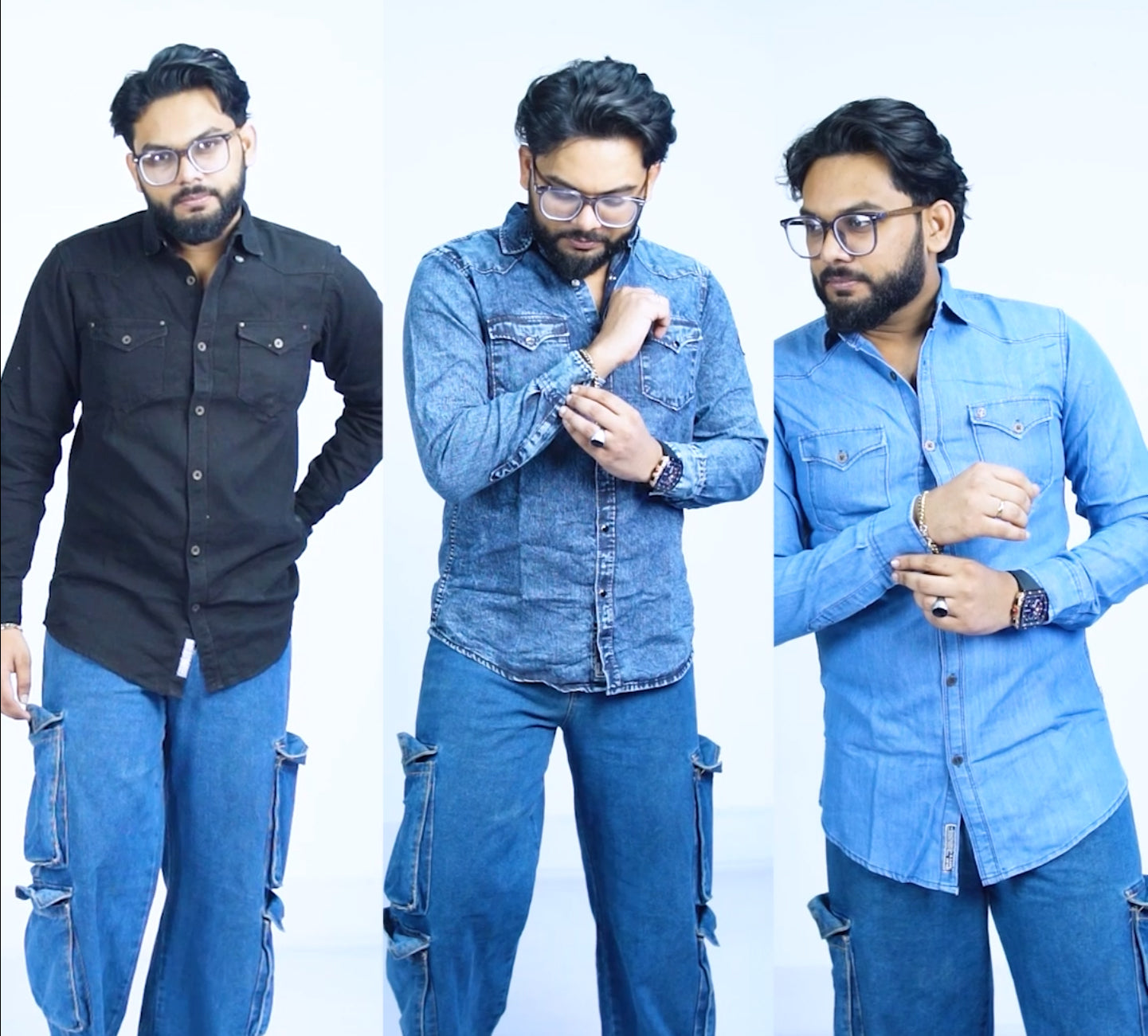 প্রিমিয়াম ডেনিম শার্ট ৩টির বান্ডেল